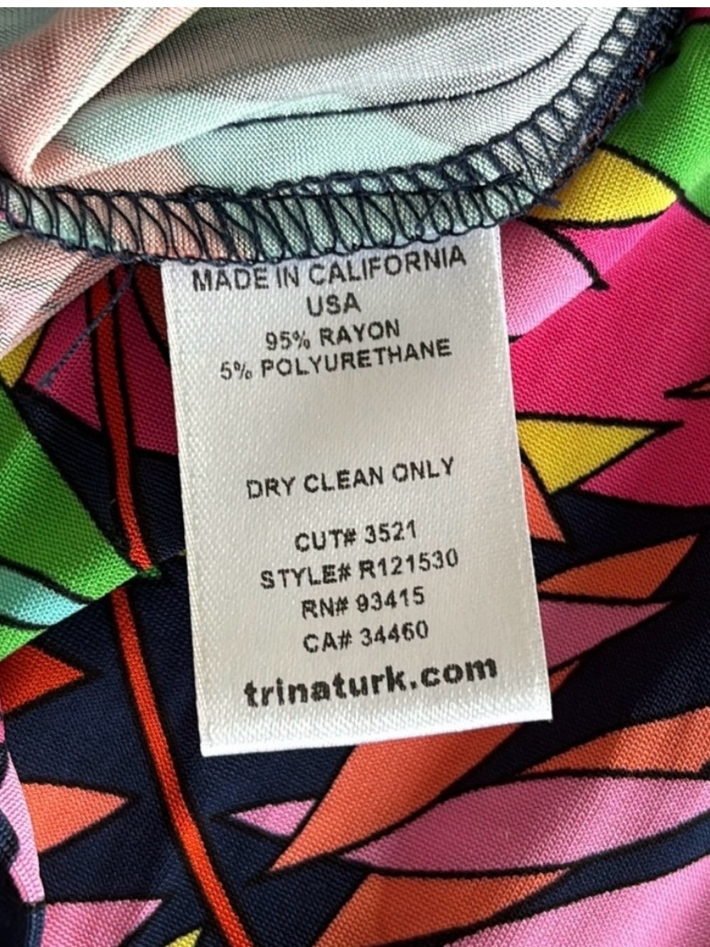 Trina Turk Tropical Palm print maxi dress/Multicolor/V-neck/Made in USA/NWOT - Picture 4 of 4